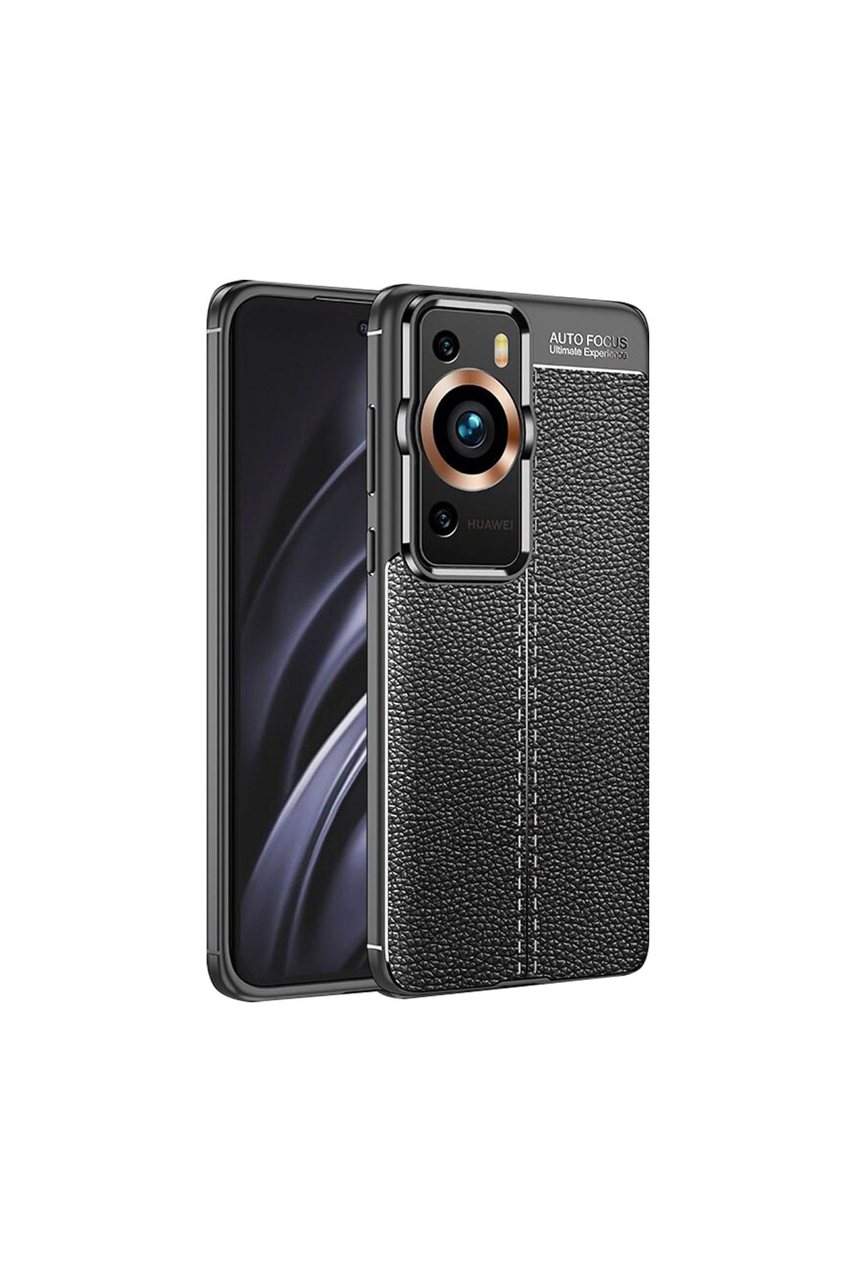 Huawei P60 / P60 Pro Leather Serisi Deri Efekt Silikon Kılıf - Siyah AL3337