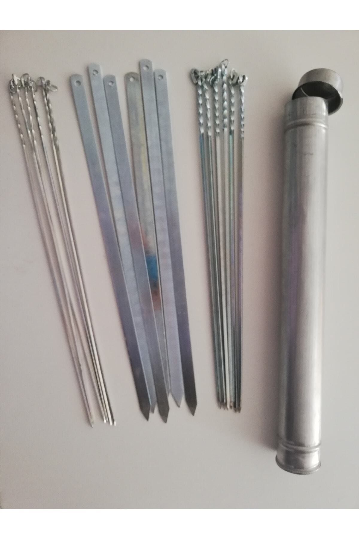 Mangal Seti (50 CM)- 6 Adana Kebap Şişi, ,6 Adet Ciğer,6 Adet Kuşbaşı, Şiş Kabı