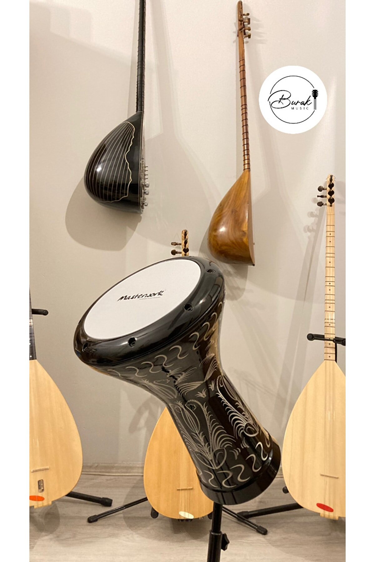 Işlemeli Siyah Darbuka-burakmusic