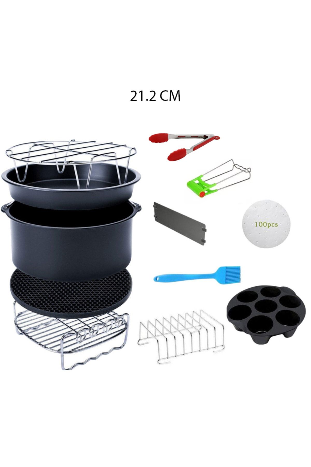 Xiaomi, Philips, Karaca, Arzum, Tefal, Kumtel Uyumlu Xl 8inç Airfryer 12'li Yedek Parça Seti