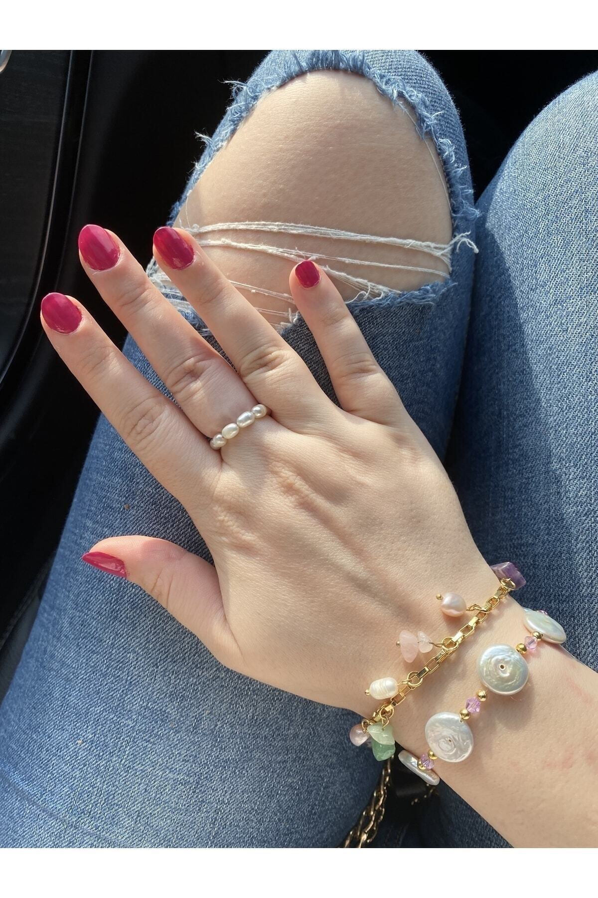 Gerçek Inci Lastikli Yüzük