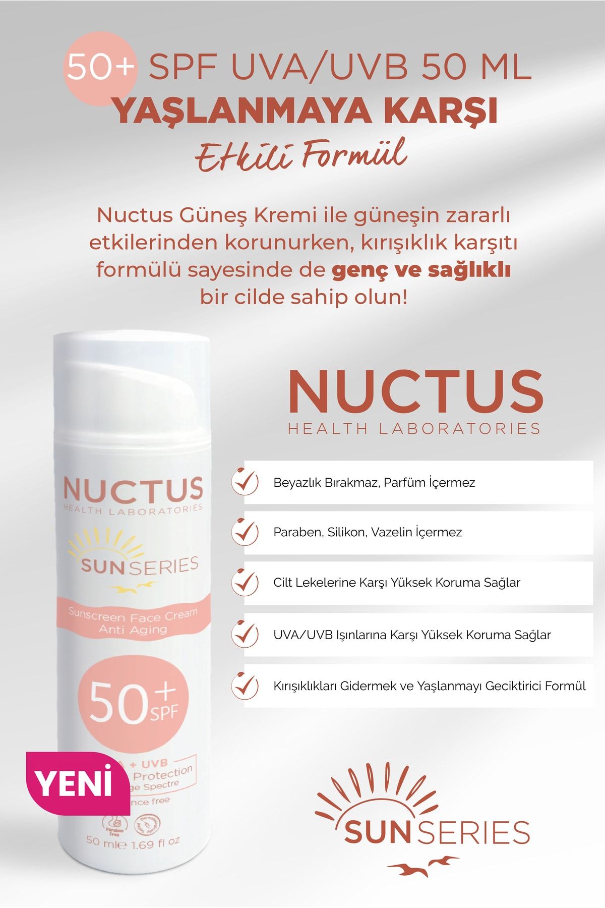 Güneş Kremi 50+ Spf Uva/uvb 50 Ml Anti Aging Yaşlanma Karşıtı