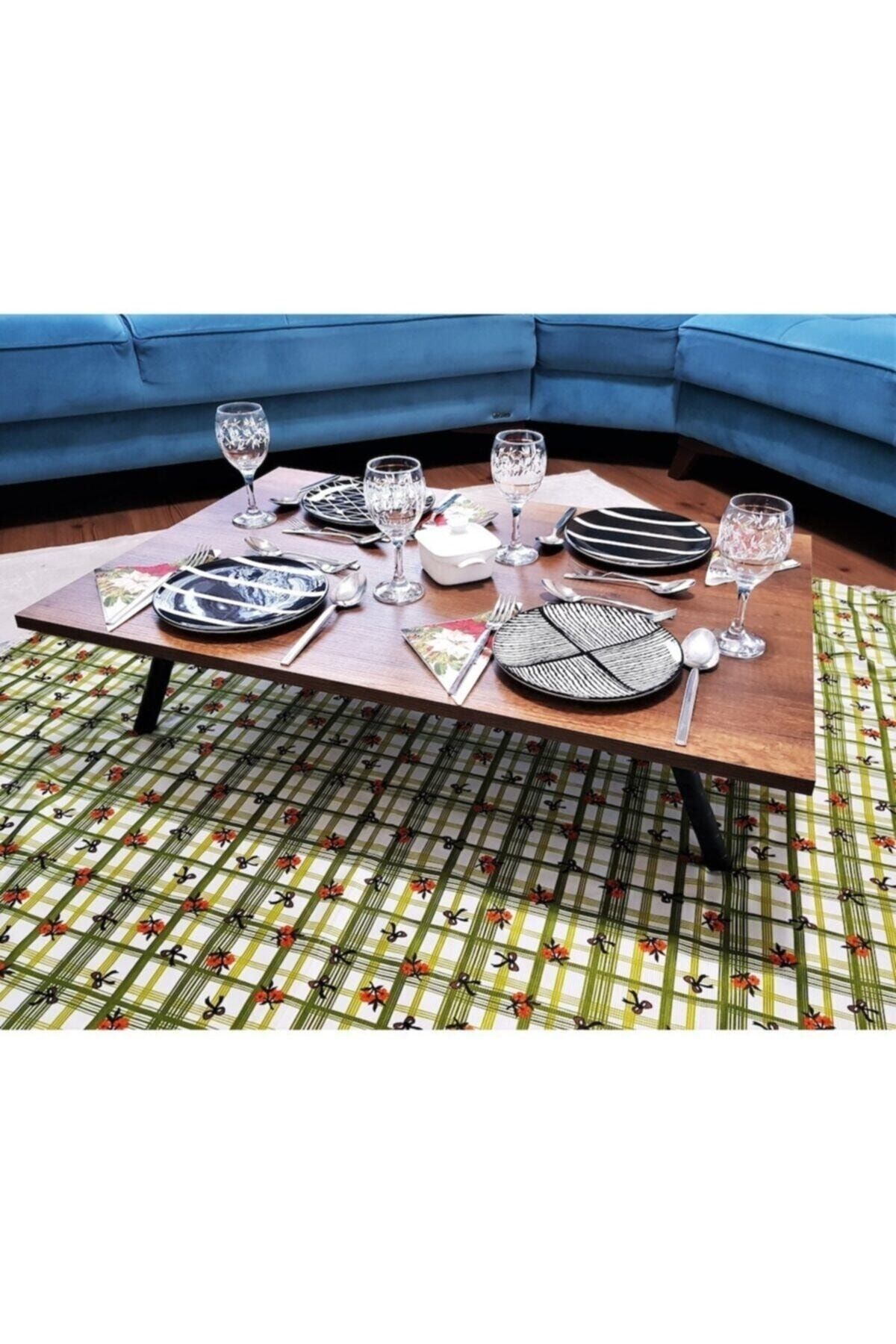 Katlanır Yer Sofrası Hamur Açma Sunum Masası Ceviz 60x90 cm