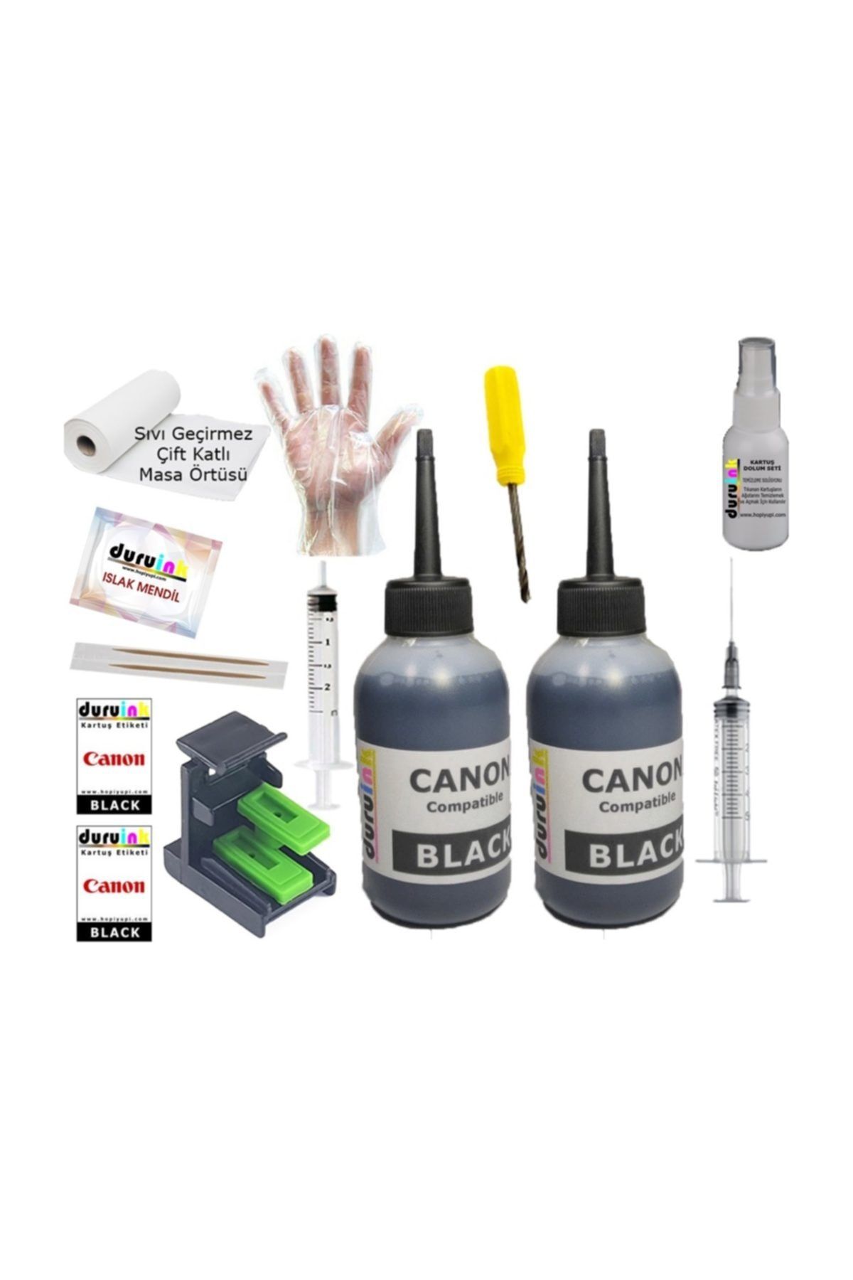 Canon (e404 E414 E464 E474 E484) Siyah Kartuş Mürekkep Dolum Seti Pg 46  2x100 Ml Renk