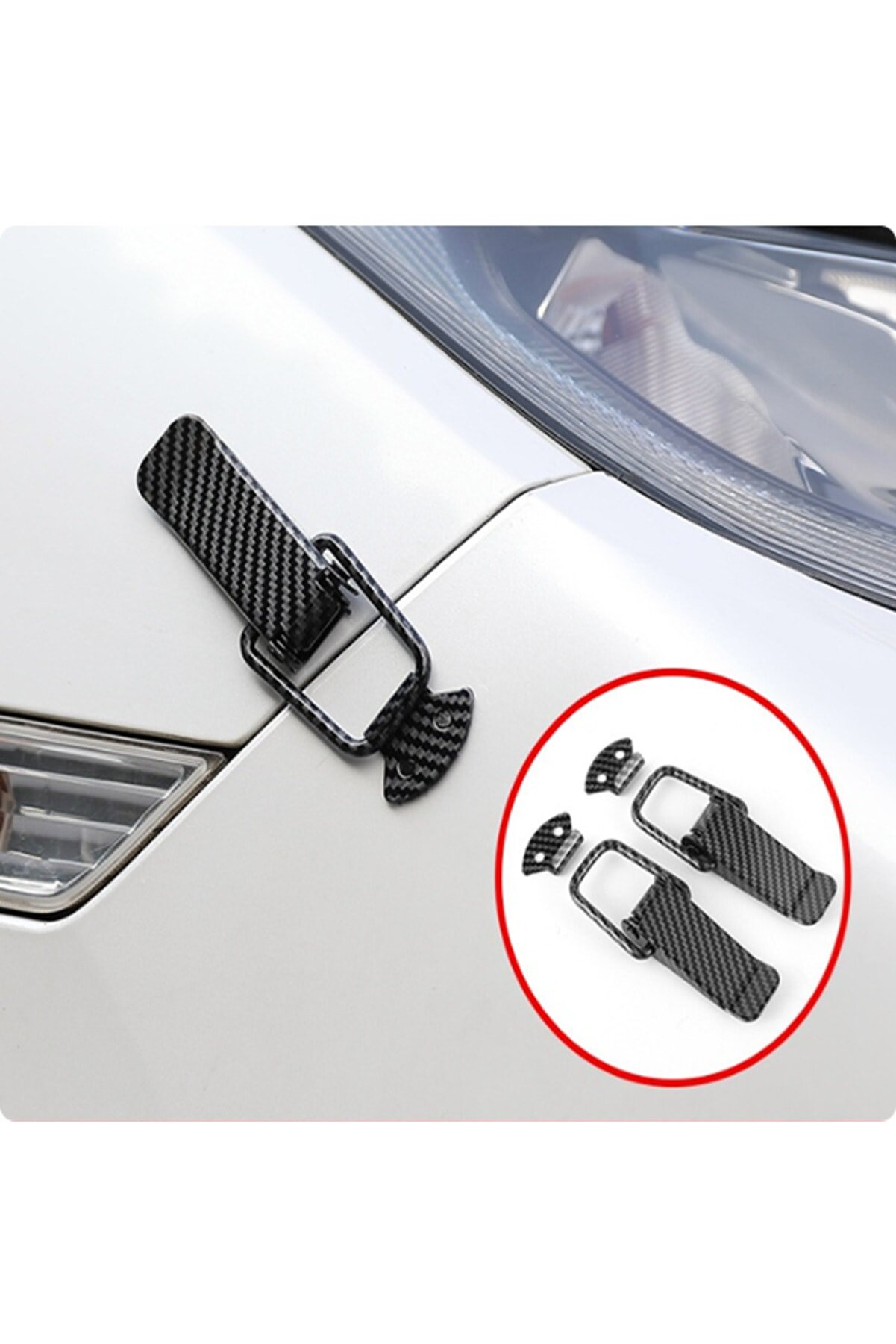 Araç Kaput Mandalı Araba Tampon Kilidi Karbon 2 Adet Küçük