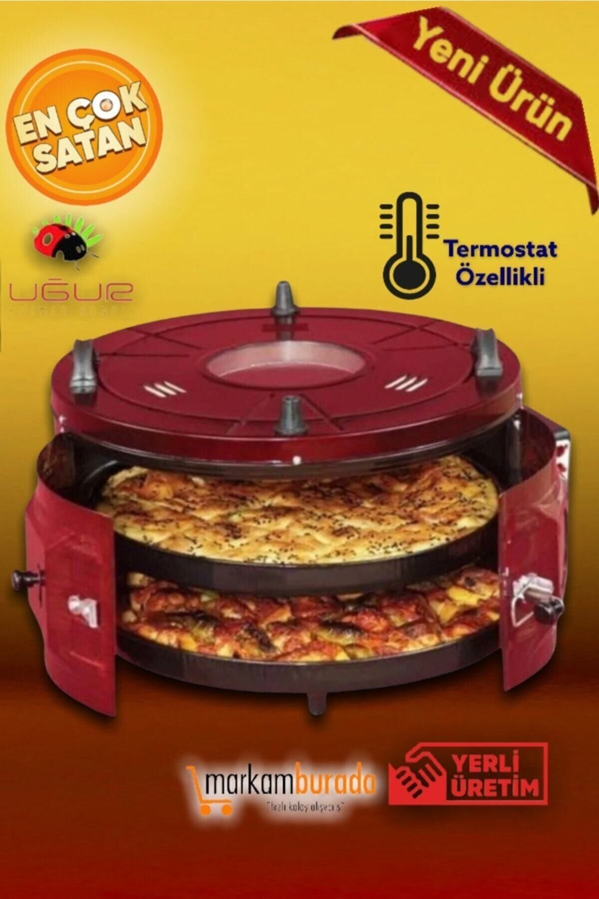 Outlet Plus Uğur Fırın Tepsileri Emaye Termostatsız Fırın-çift Tepsili Yuvarlak Davul Fırın