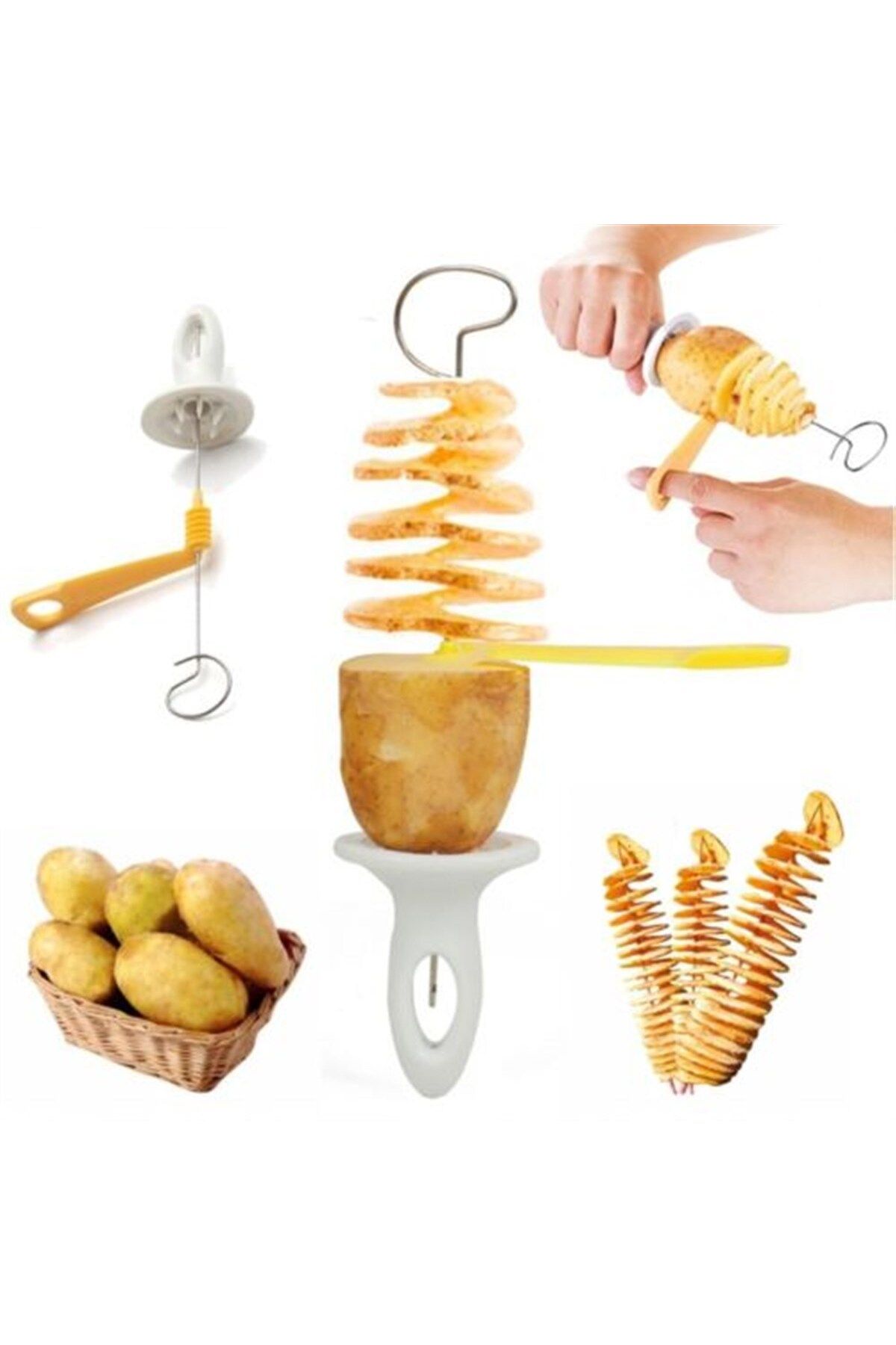 Spiral Patates Dilimleyici Cips Yapma Makinesi Aparatı Çubukta Patates Aparatı