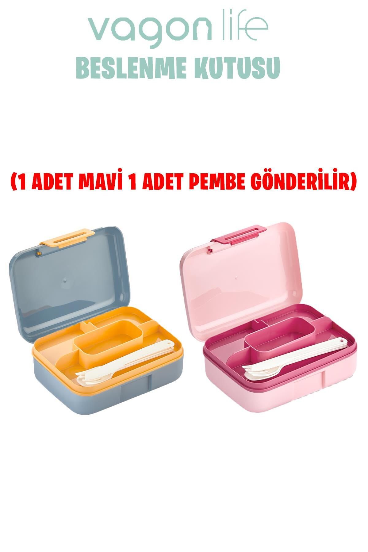 Beslenme kutusu 2 Katlı Çatal,Bıçak,Kaşık Setli