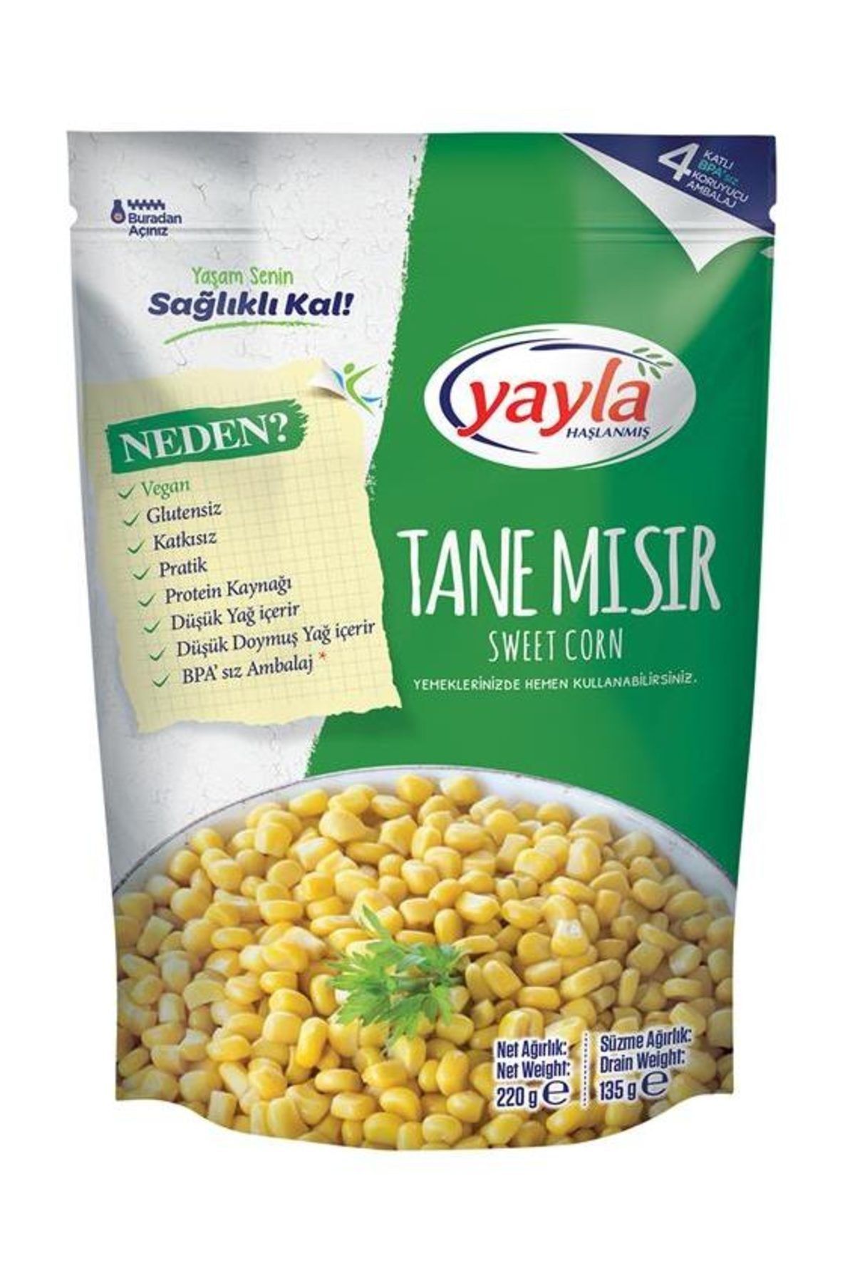 Hazır Haşlanmış Tane Mısır 220 gr
