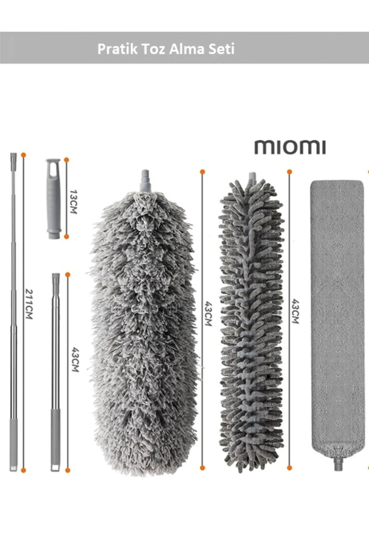 Teleskopik Mikrofiber Pratik Uzayabilen Toz Alma Fırçası Aparatı Set