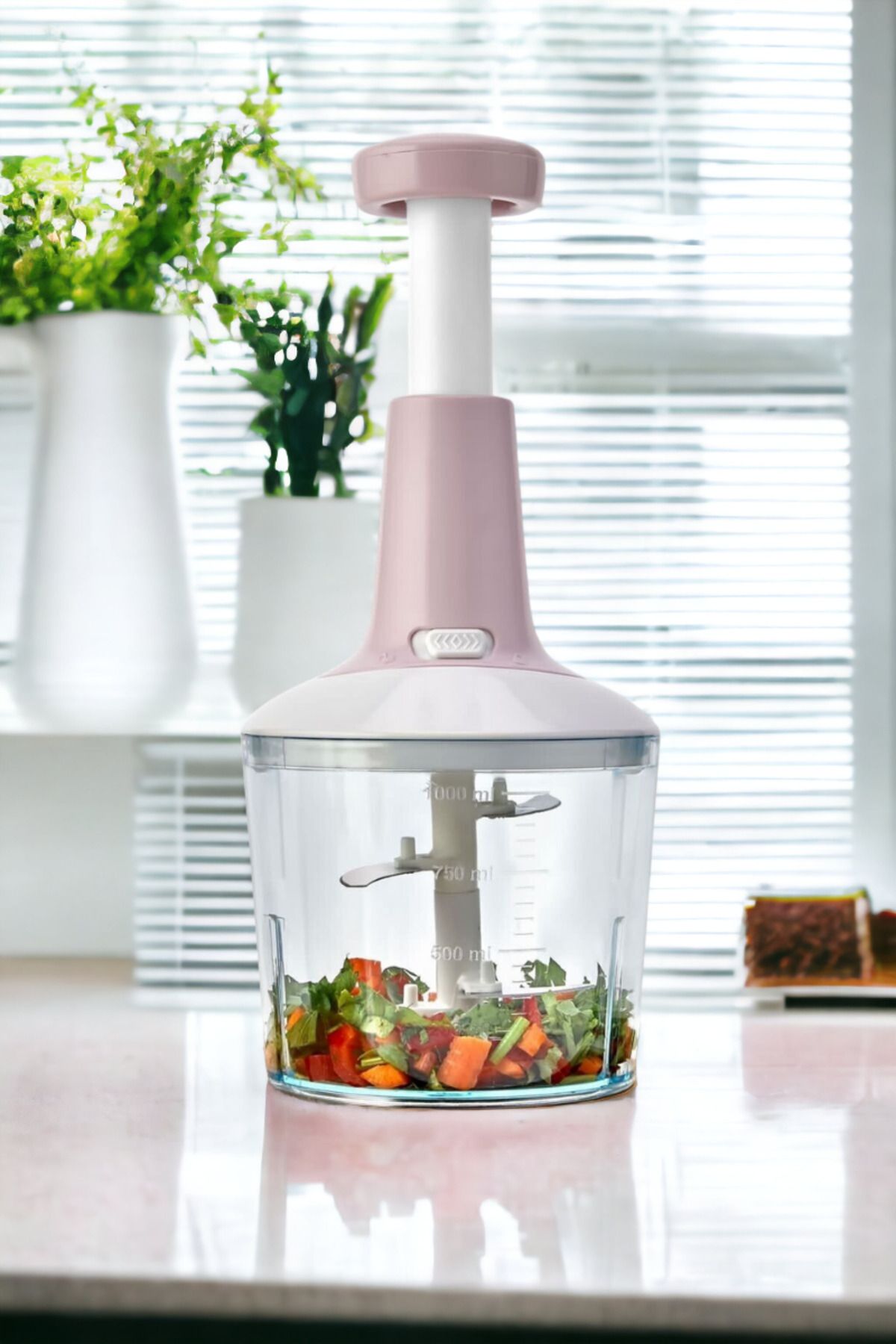 El Rondosu , Bas Kes Pratik El Robotu 1000ml Yeni Nesil Doğrayıcı, 5 Bıçaklı Manuel Doğrayıcı