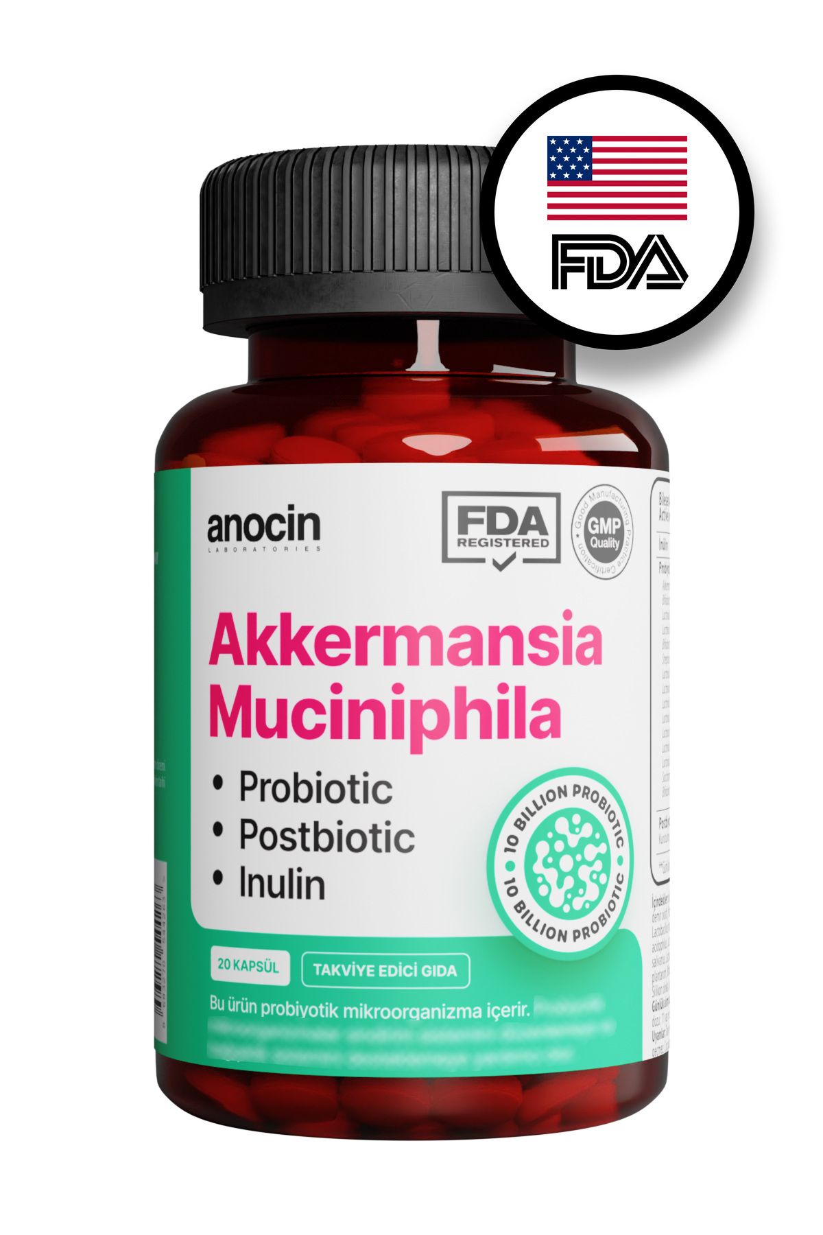 Akkermansia Muciniphila Probiyotik + Prebiyotik + Postbiyotik + inulin . x6 kat daha çok akkermansia