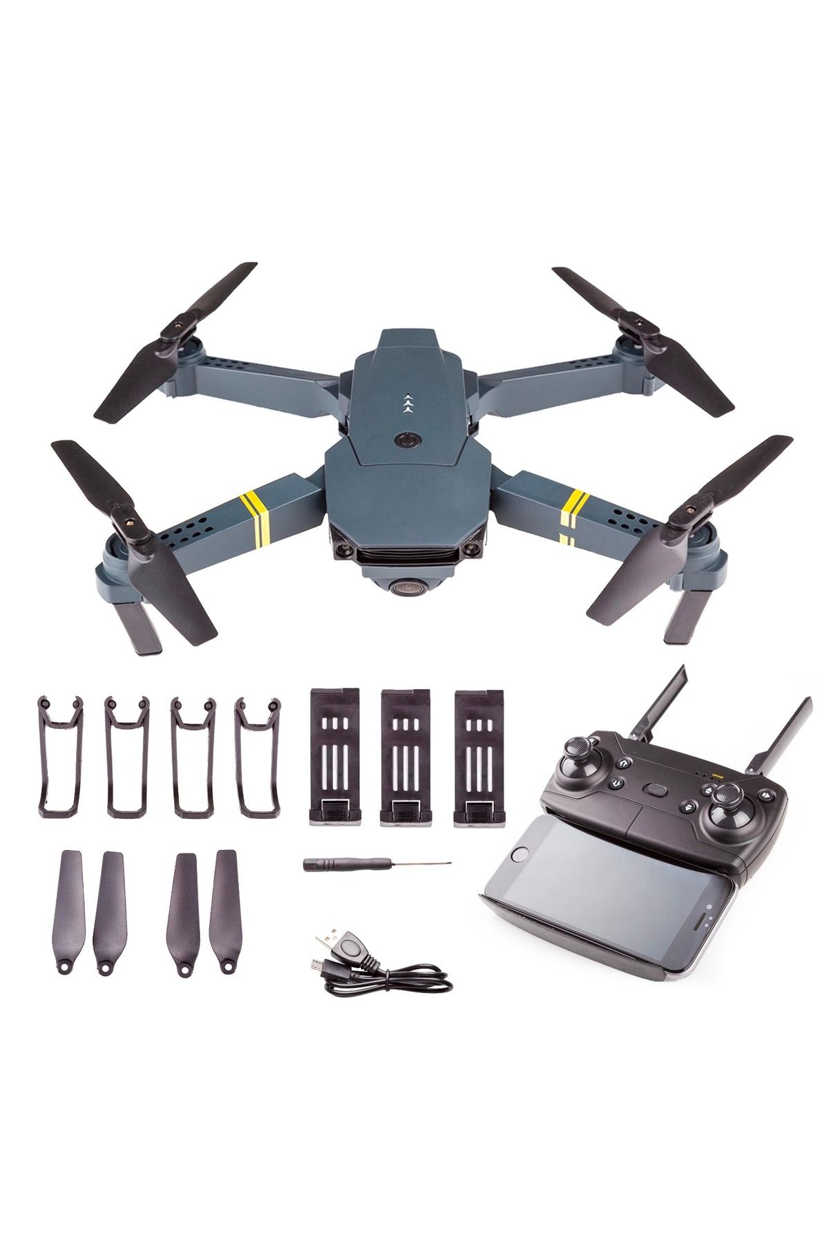 E58 4k Hd Kameralı Fly More Combo Drone Otomatik Kalkış Iniş Sabit Durma Özellikli