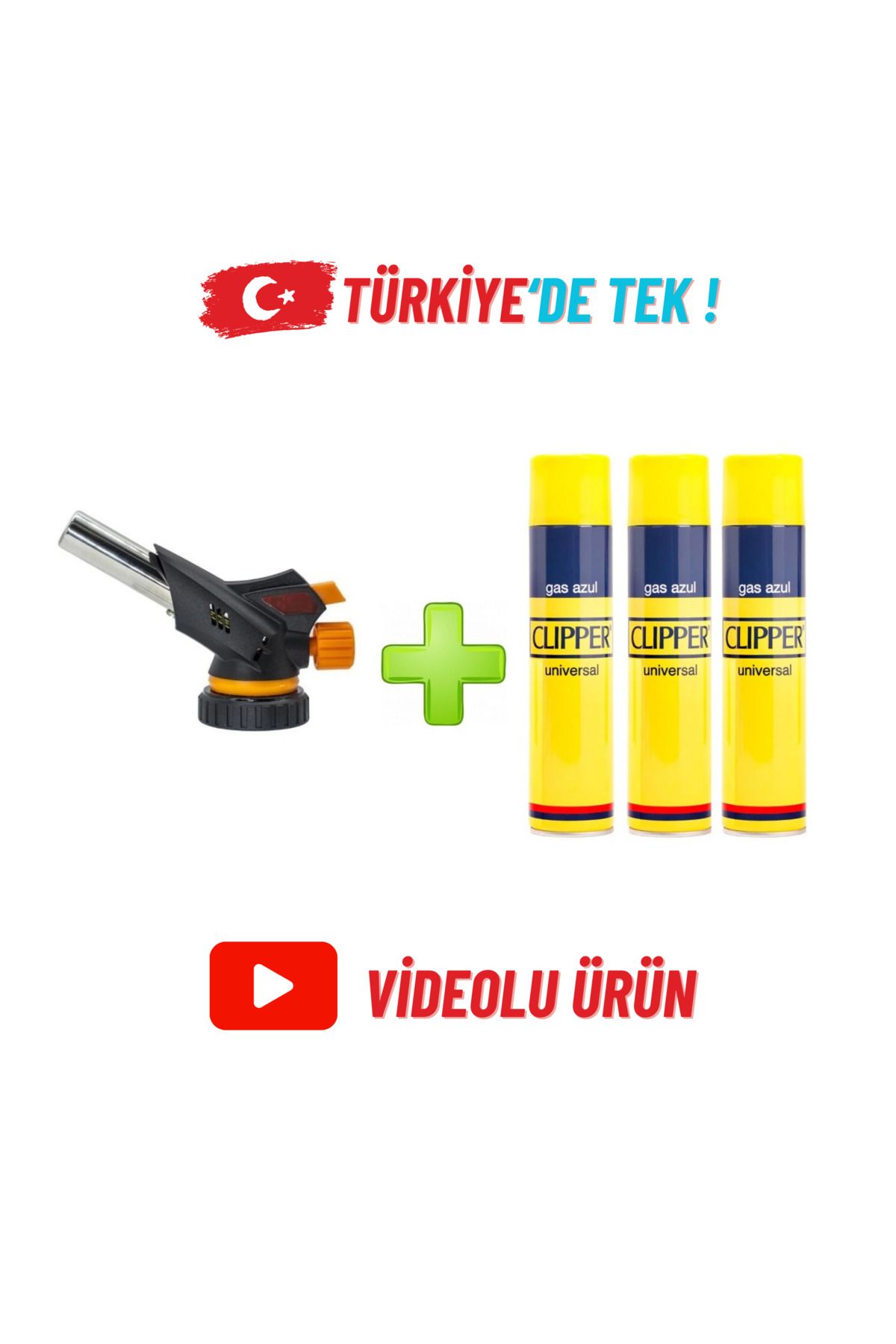 1300 Derece Profesyonel Ws-509c Pürmüz Kafa Çakmak 3 Adet Clipper Gaz