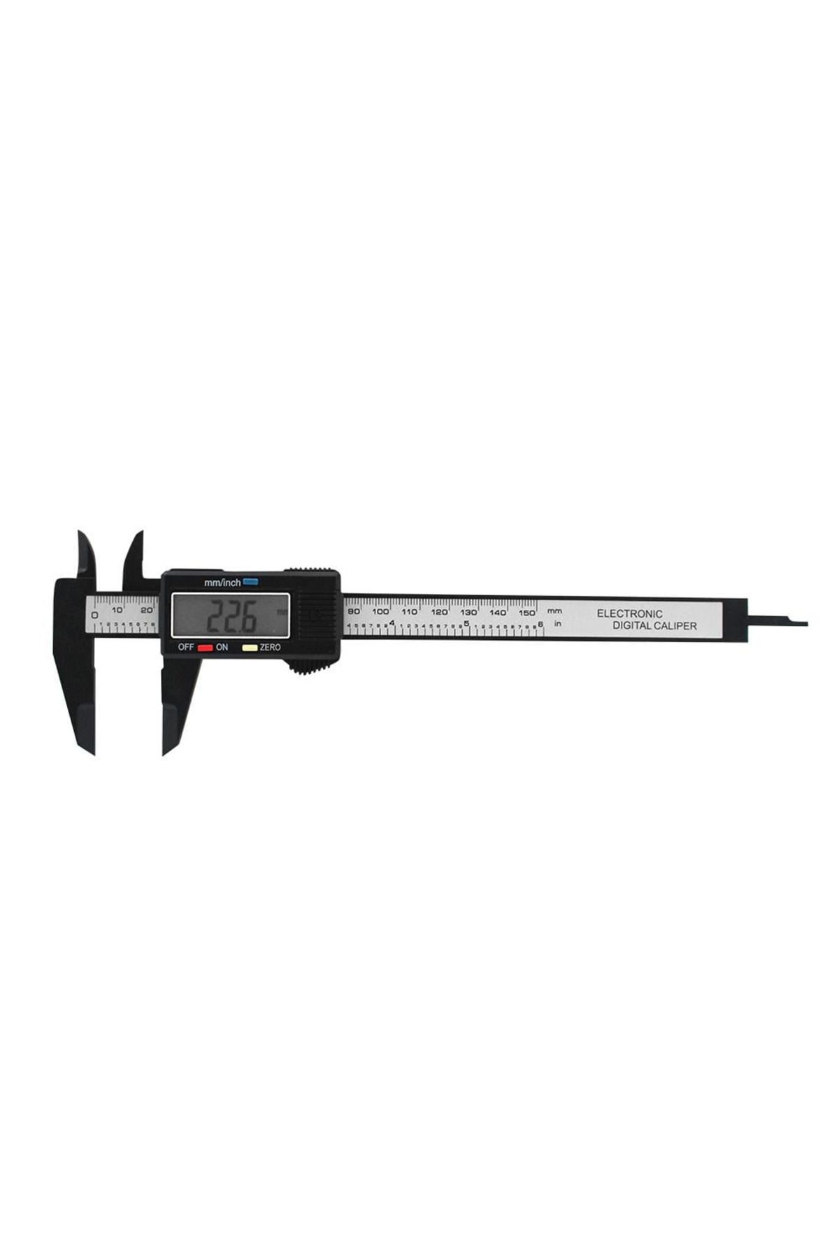 Kumpas Dijital LCD Ekran Karbon Fiber Hassas 150MM Kalınlık Ölçer
