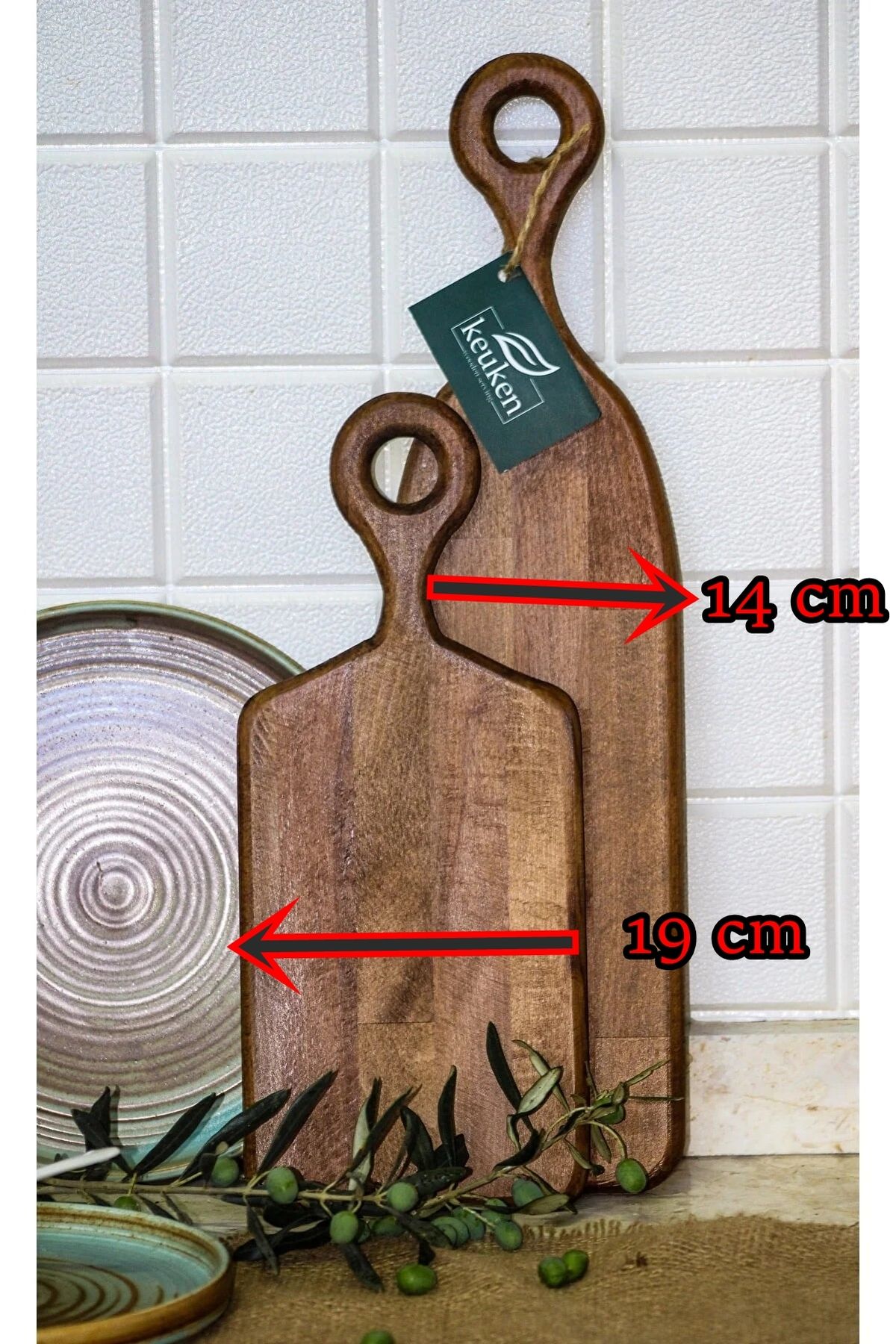 Koyu Ceviz Kesme Ve Servis Tahtası 13 Cmx 50 Cm- 15cmx36 Cm 2 Adet