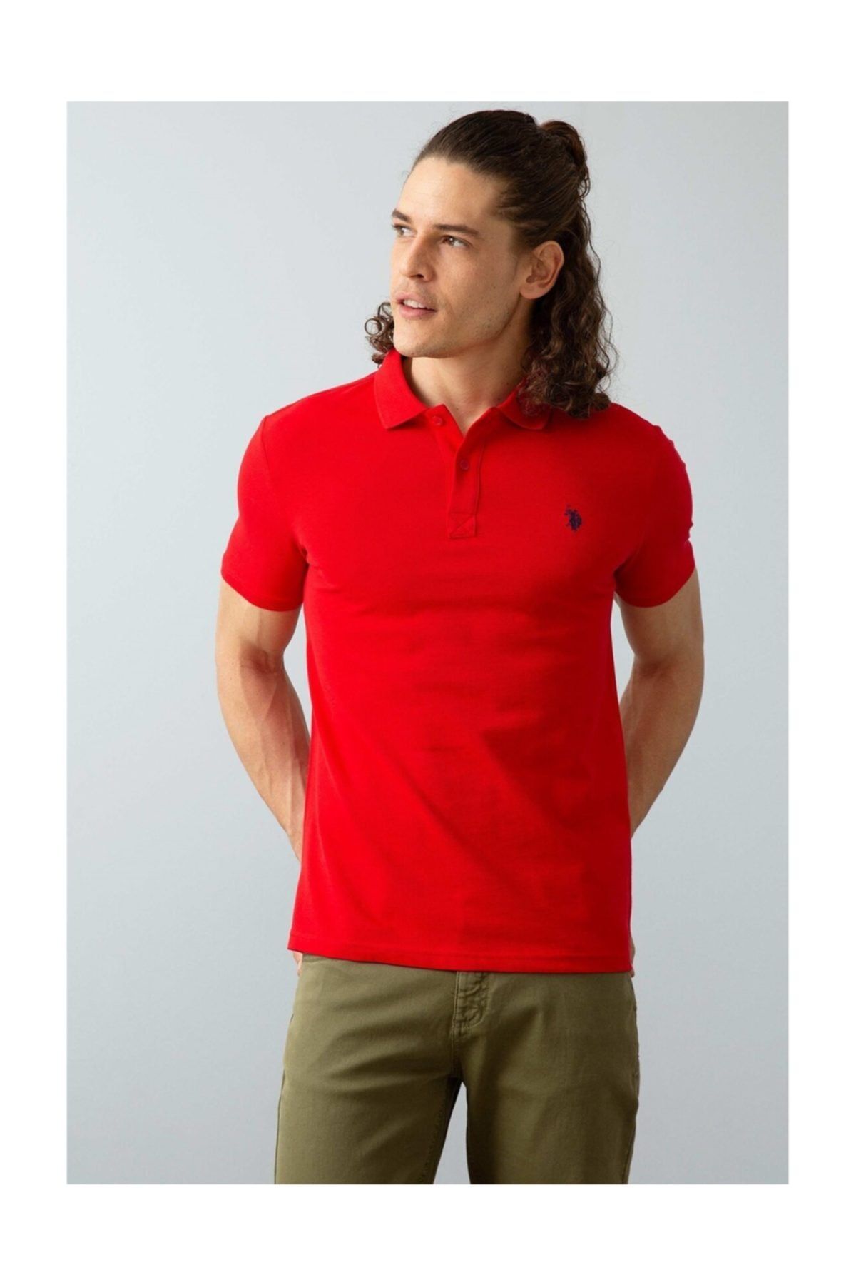 U.S. Polo Assn. Yaka Slim Fit Kırmızı Tshirt
