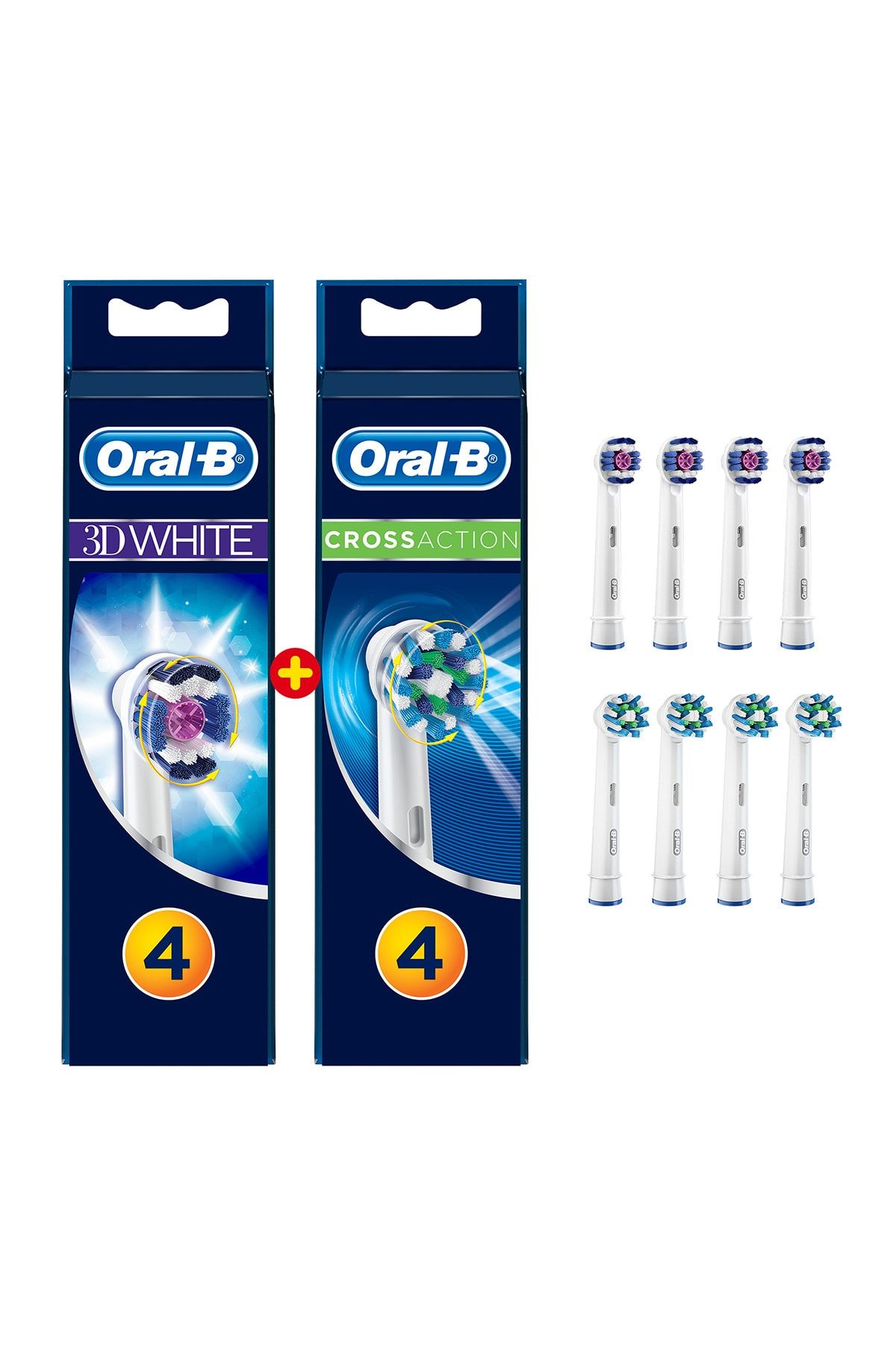 Oral-B Diş Fırçası Yedek Başlığı Fırsat Paketi 8 Adet (Pro White 4 Adet + Cross Action 4 Adet)