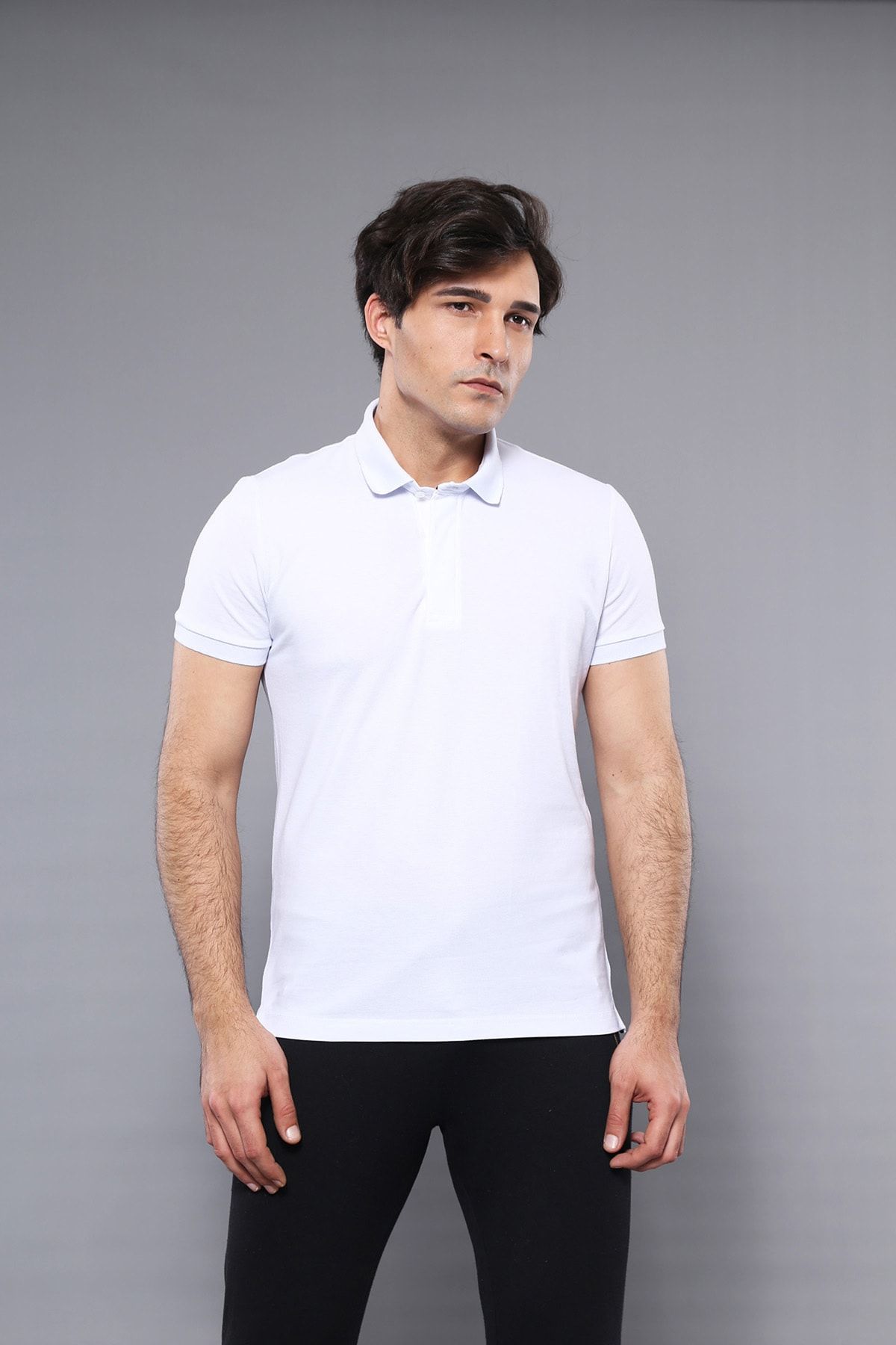 Wessi Polo Yaka Düz Beyaz T-shirt | Wessi