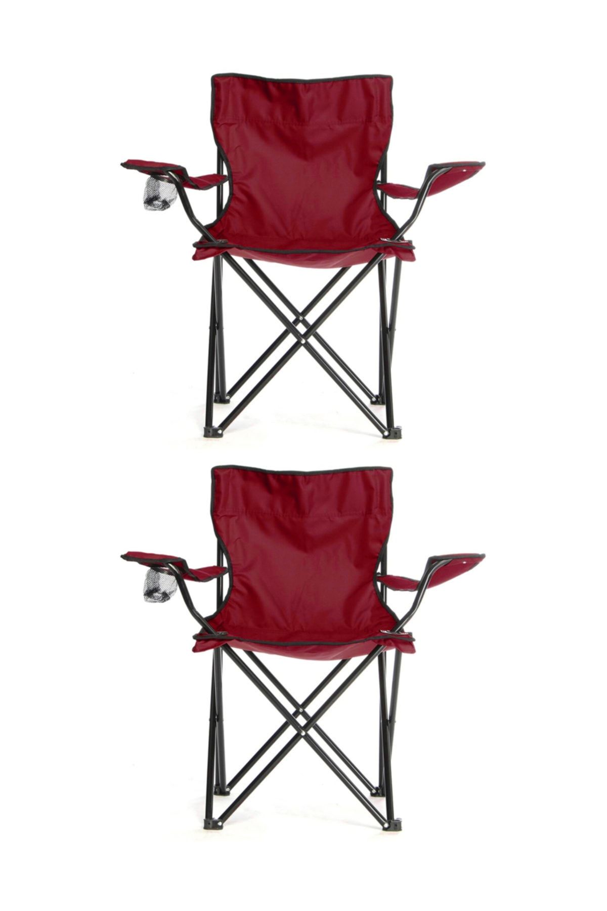 Tedarikcenter Kamp Sandalyesi 2 Adet Katlanabilir Kamp Sandalyesi - Bordo