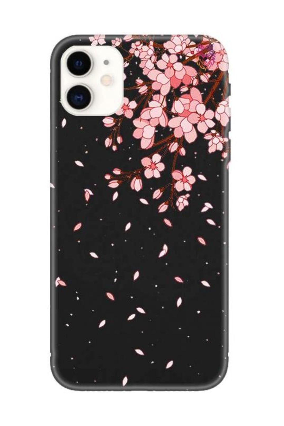 Wolf Dizayn Iphone 11 - Siyah Silikon Kılıf - Cherry Tree