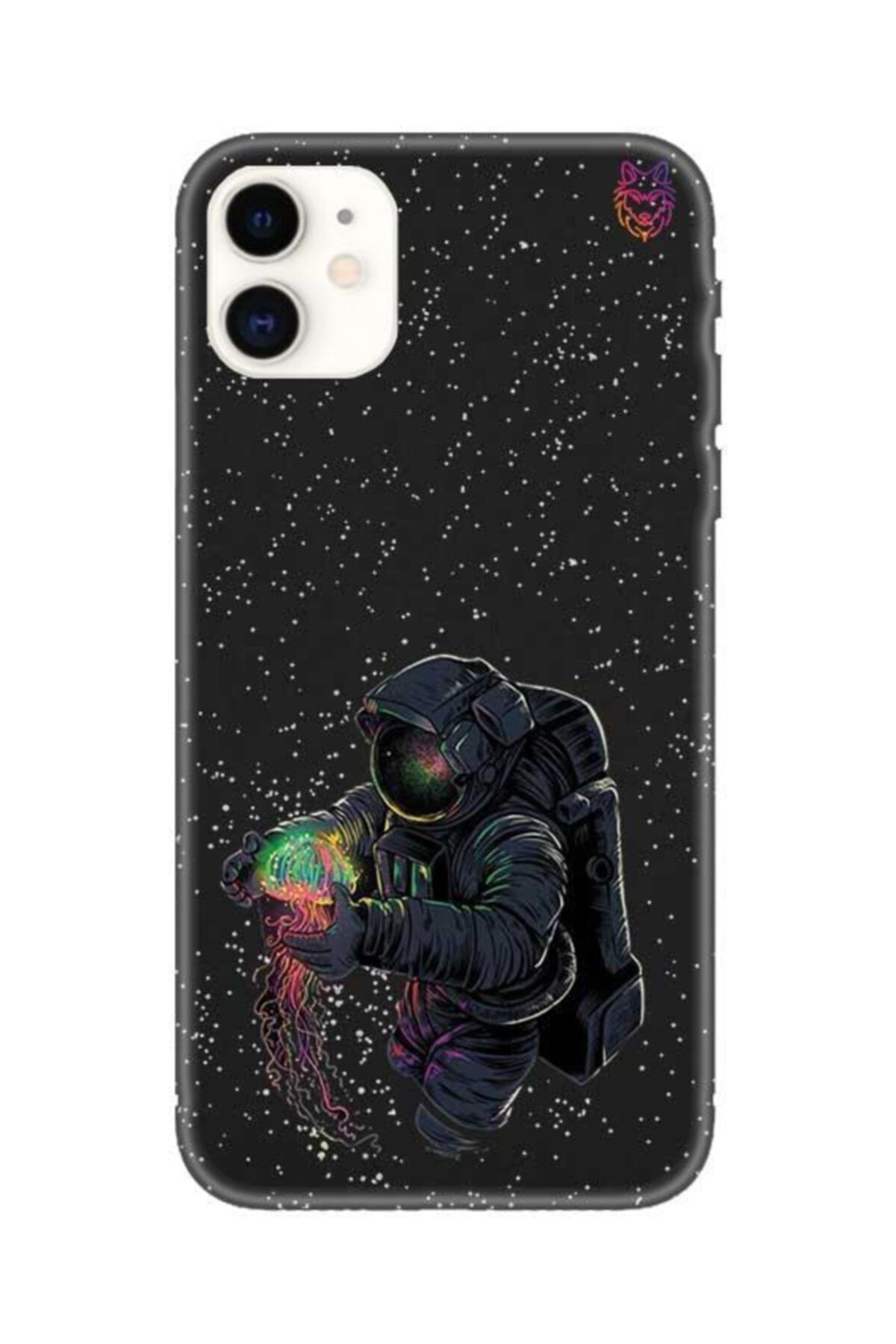 Wolf Dizayn Iphone 11 - Siyah Silikon Kılıf - Space Astronot