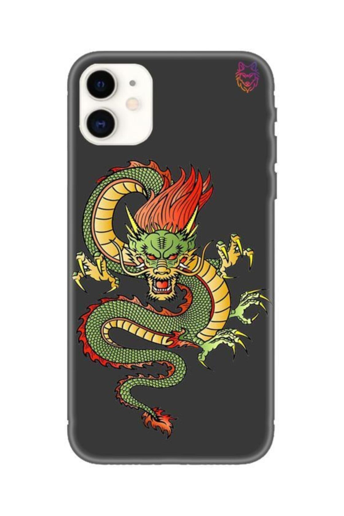 Wolf Dizayn Iphone 11 - Siyah Silikon Kılıf - Dragon
