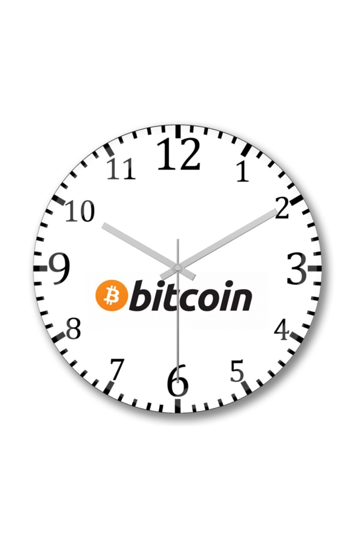 Baskı Dükkanı Bitcoin Duvar Saati Bombeli Gercek Cam
