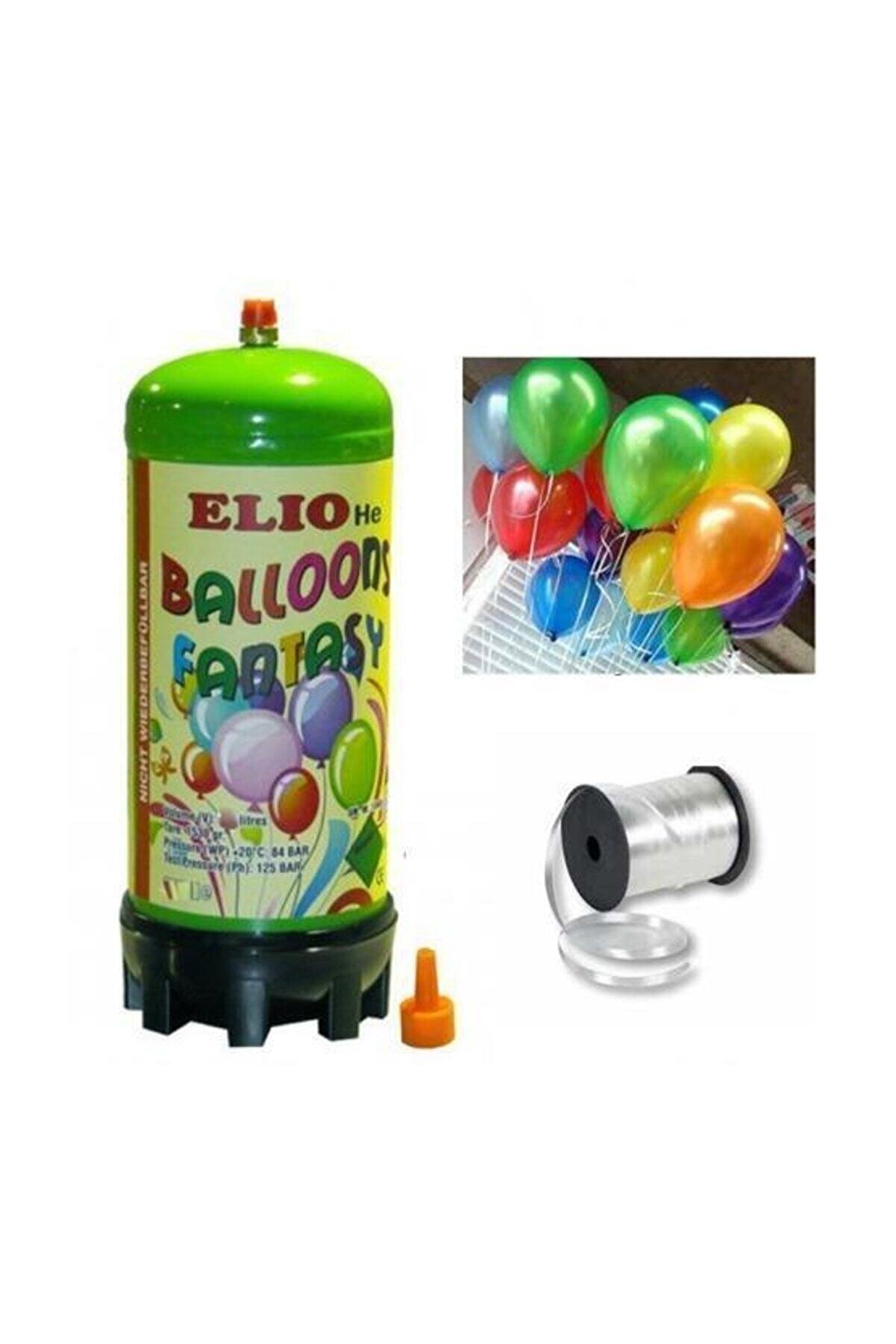 KozmoParti Helyum Gazı Tüp + 20 Ad Karışık Renk Balon Metalik Uçan Balon+ipi