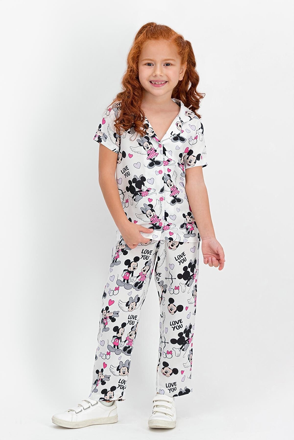 Mickey & Minnie Mouse Kız Çocuk Gömlek Pijama Takımı