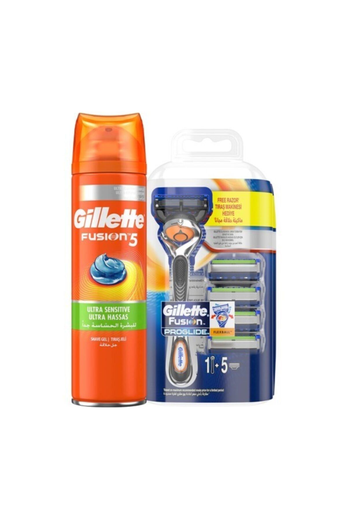 Gillette Fusion Proglide Makine + Fusion 5 Tıraş Jeli 200ml + Çanta