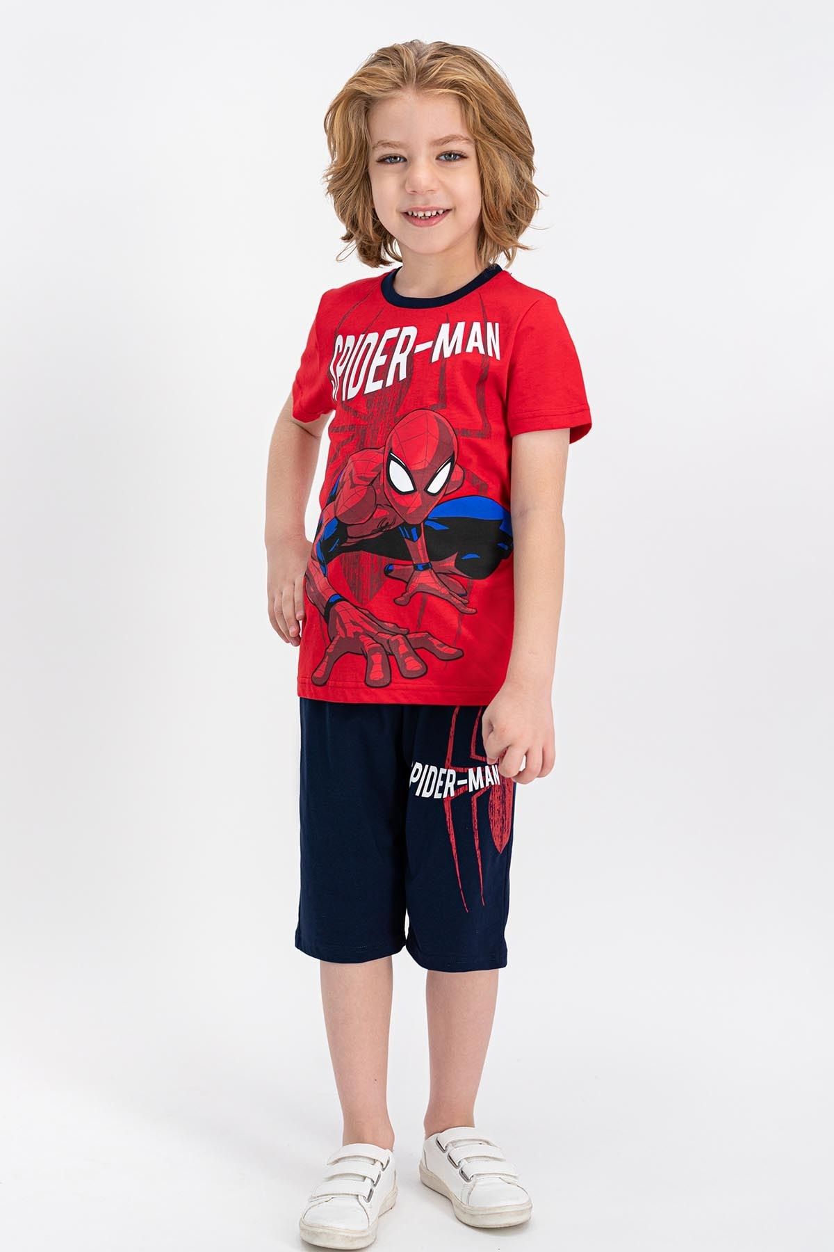 Spiderman Spider Man Lisanslı Kırmızı Erkek Çocuk Kapri Takım