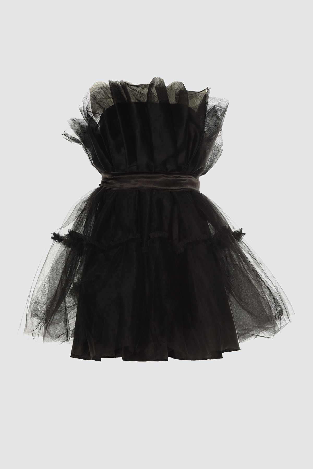 TRENDYOLMİLLA Siyah Tül Detaylı  Elbise TPRSS20EL1196