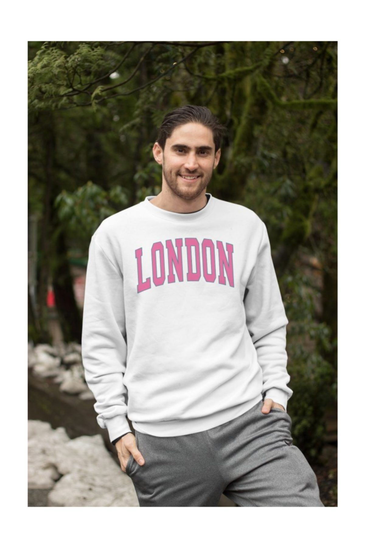 Angemiel Wear Pembe Renkli London Erkek Sweatshirt