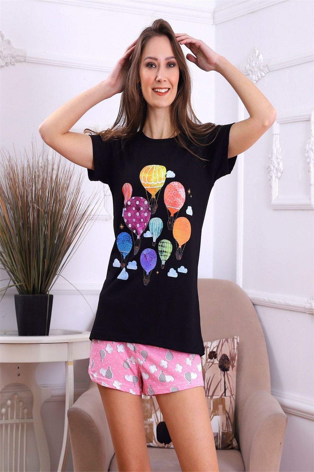diaves Kadın Ballouns Renkli Pijama Takımı