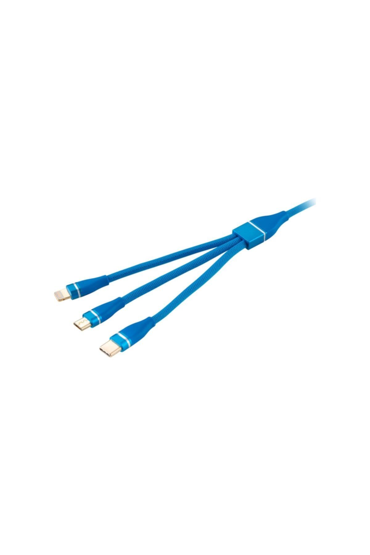 MF PRODUCT 0060 3 In 1 Hızlı Şarj Kablosu 1.2 M Mavi
