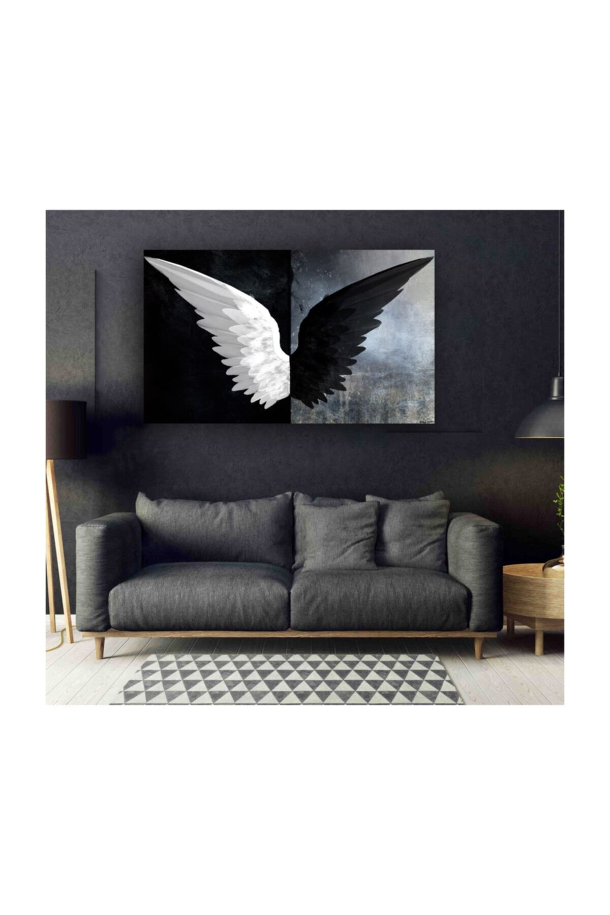 My canvas Siyah Beyaz Kanatlar Tuval Kanvas Tablo 80x120