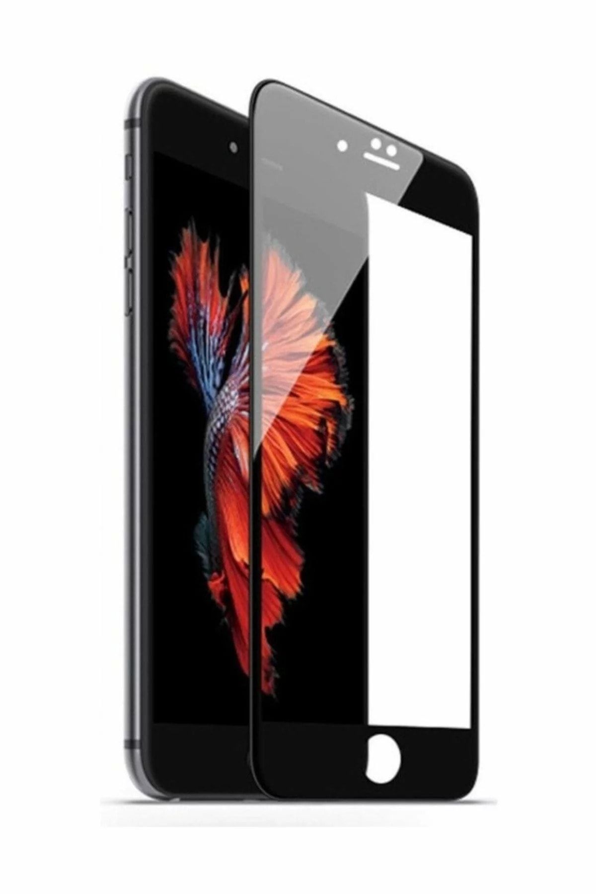 FiberAksesuar Apple Iphone 8 9d Tam Tam Kaplayan Koruma Full Kapatan Kavisli Kırılmaz Cam Ekran Koruyucu Siyah