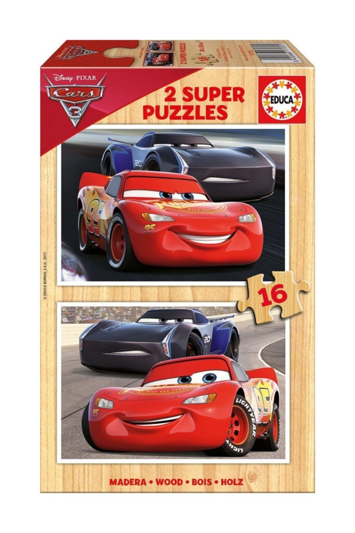 EDUCA Cars 3 Ahşap Çocuk Puzzle 2x16 Parça