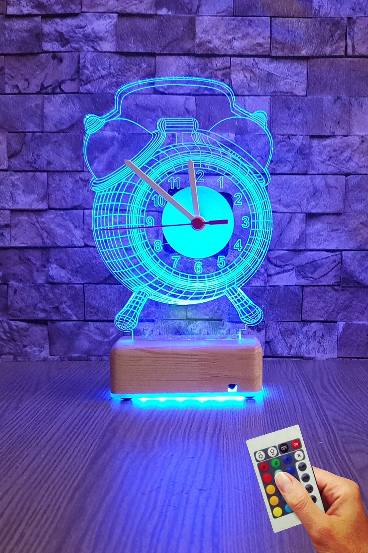 Vipyol Saat Tasarım 3d Led Gece Lambası 16 Renk Doğumgünü Hediyesi