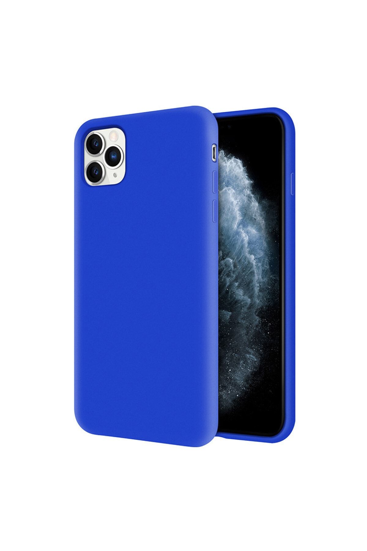 Kzy Mobilya Apple Iphone 11 Pro Içi Kadife Soft Logosuz Lansman Silikon Kılıf - Mavi