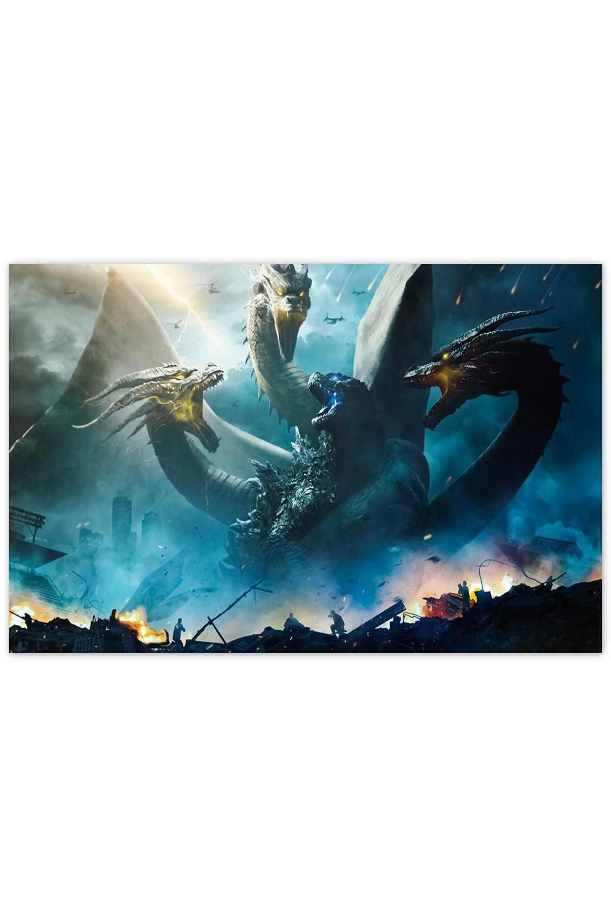 Cakatablo Ahşap Tablo Godzilla Kral Ghidorah Son Savaş -25-35 Cm