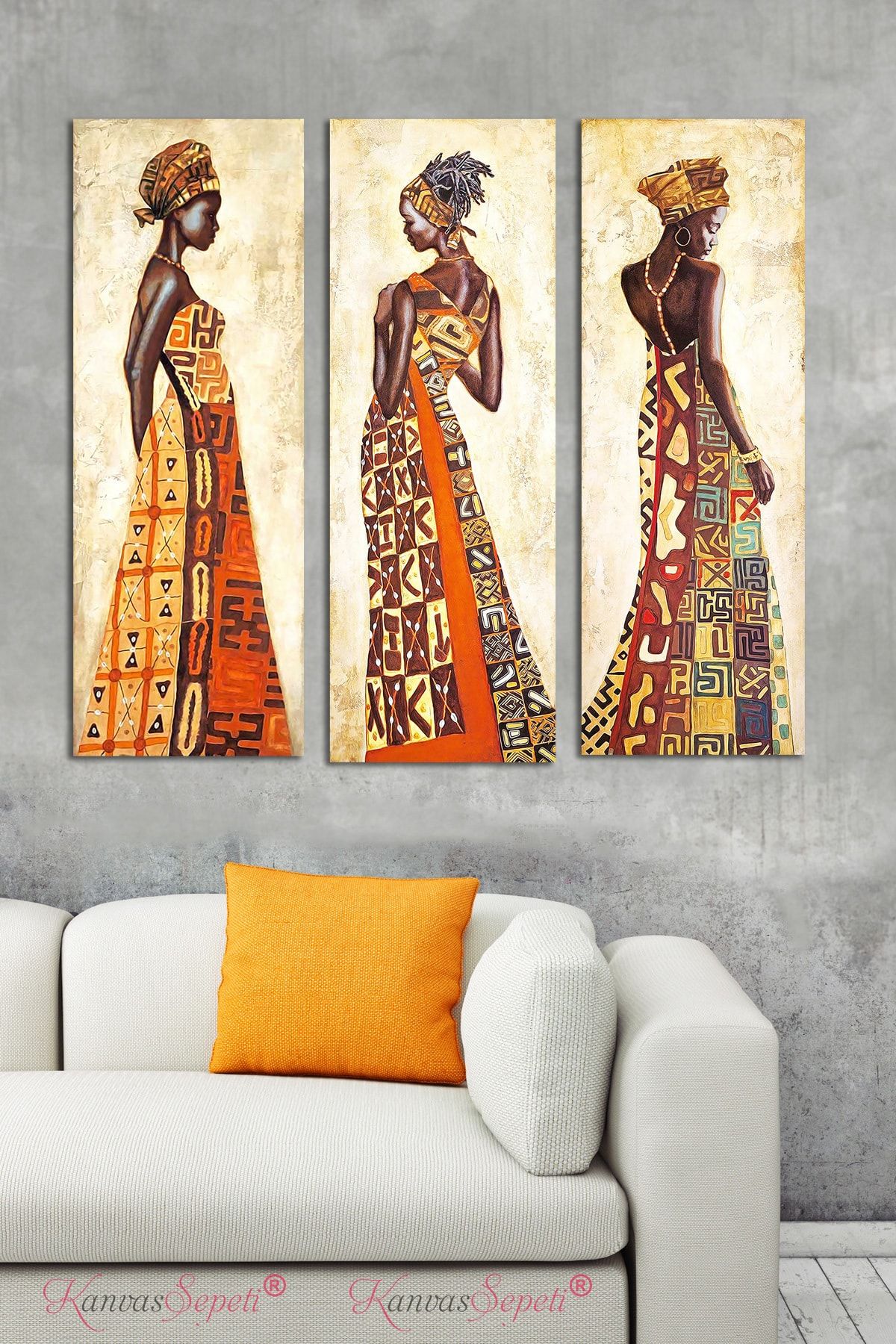 KanvasSepeti 3'lü Set Afrikalı Kadınlar Kanvas Canvas Tablosu Tabloları