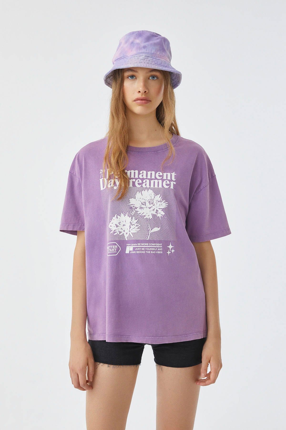 Pull & Bear Çiçek Desenli Pamuklu T-Shirt