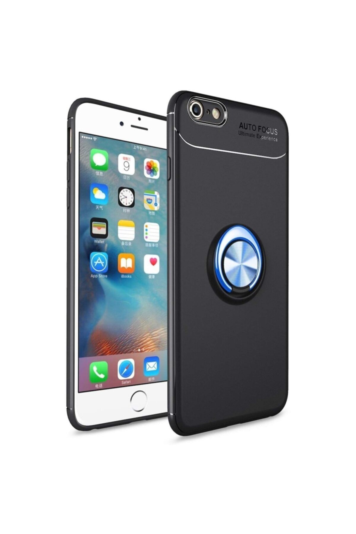 Fibaks Apple Iphone 7 Kılıf Ravel Metal Yüzüklü Standlı Shockproof Silikon + Nano Cam