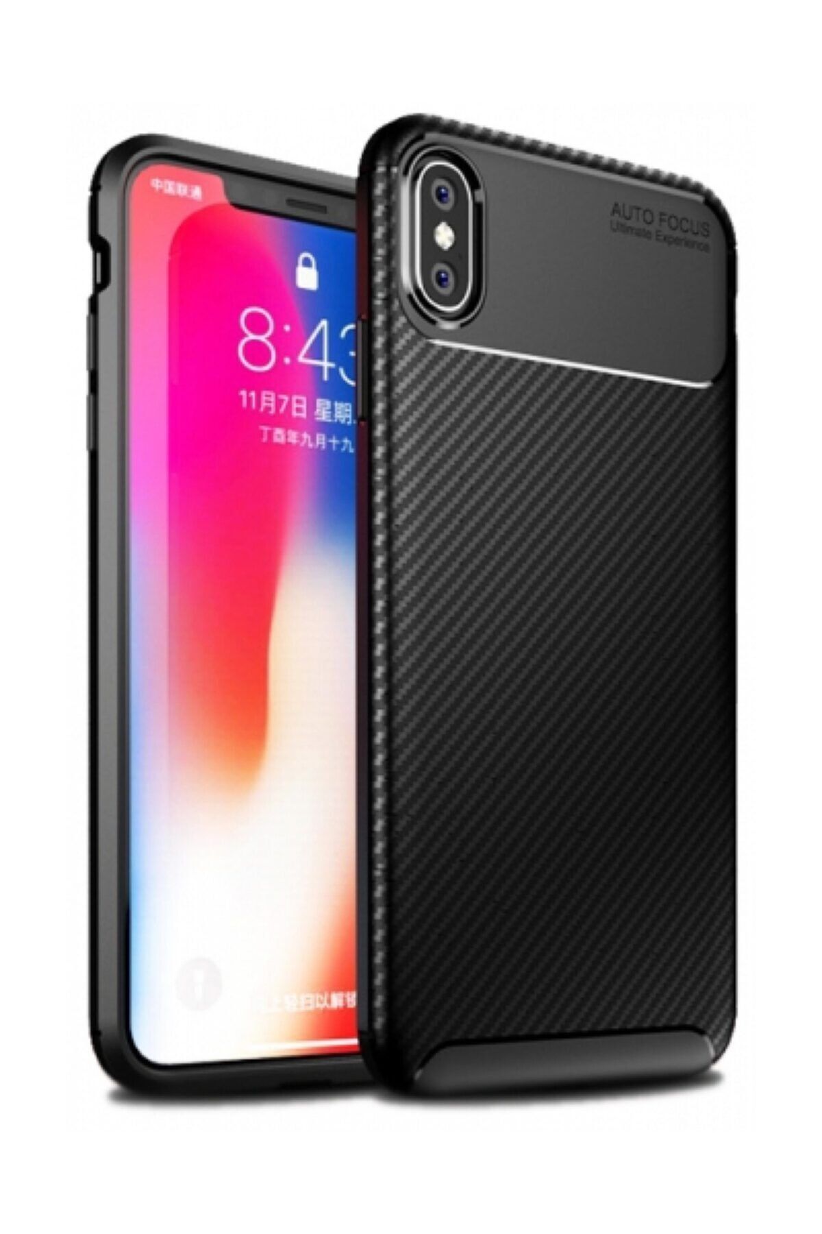 Kilifplus Apple Iphone Xs Kılıf Carbon Serisi Parmak Izi Bırakmayan Silikon - Siyah