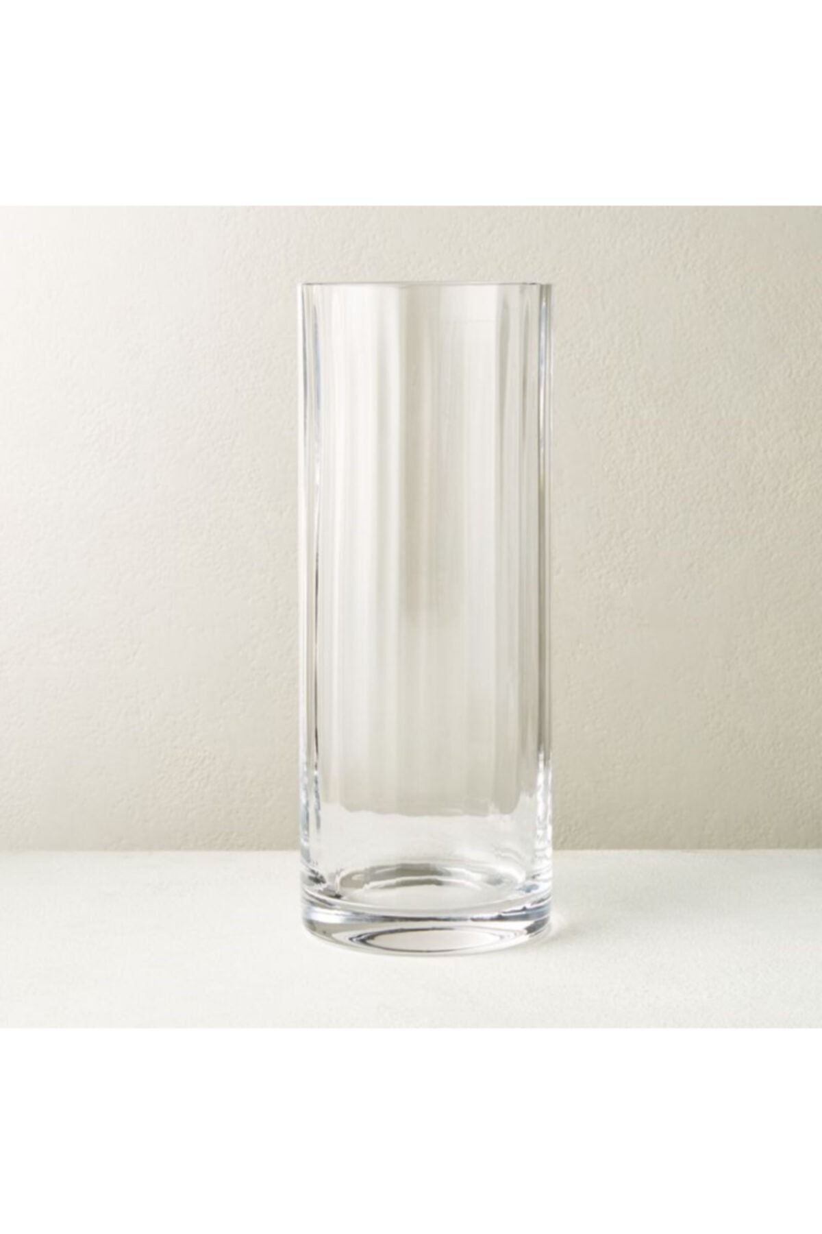 GLASSY Silindir Rölyefli Cam Vazo (15 Cm Çap-30 Cm Yükseklik)