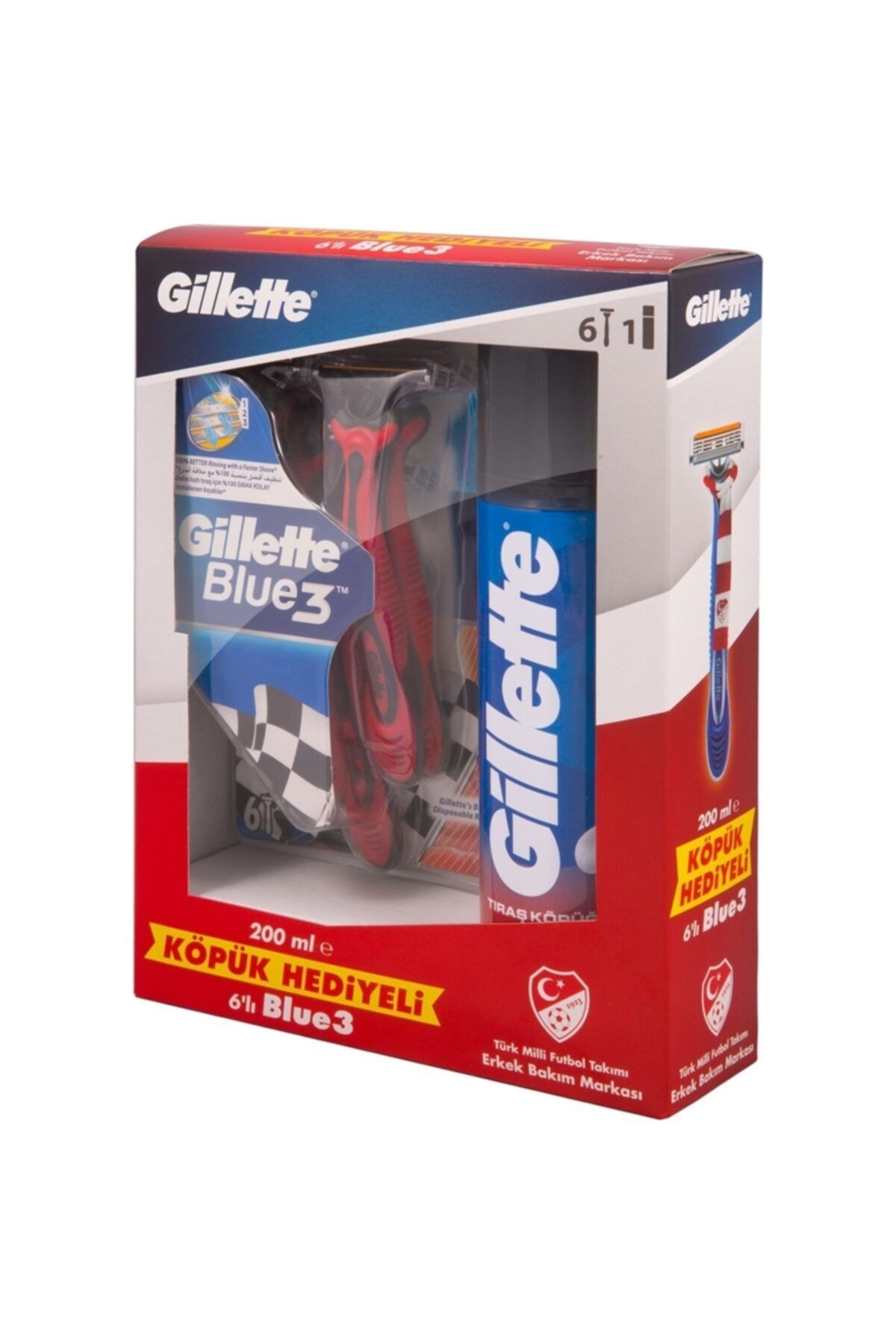 Gillette Milli Takım Özel Seri Blu3 6 Adet Tıraş Köpüğü 200 ml