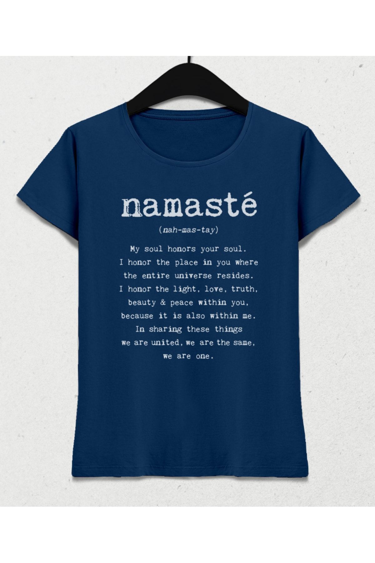 Basmatik Nah-mas-tay Yoga Kadın Indigo Tişört