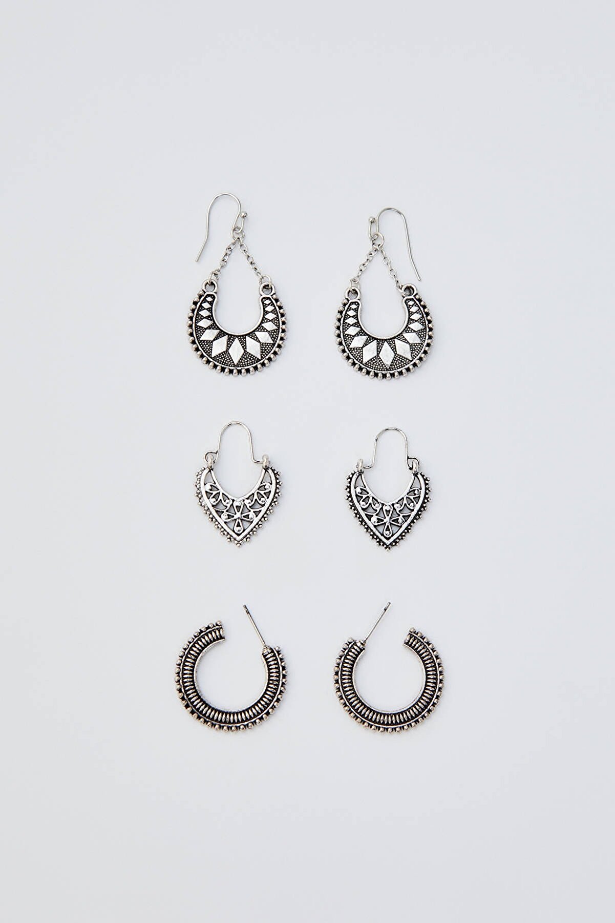 Pull & Bear Kadın Gümüş 3'Lü Küpe Seti 05992313 Fiyatı